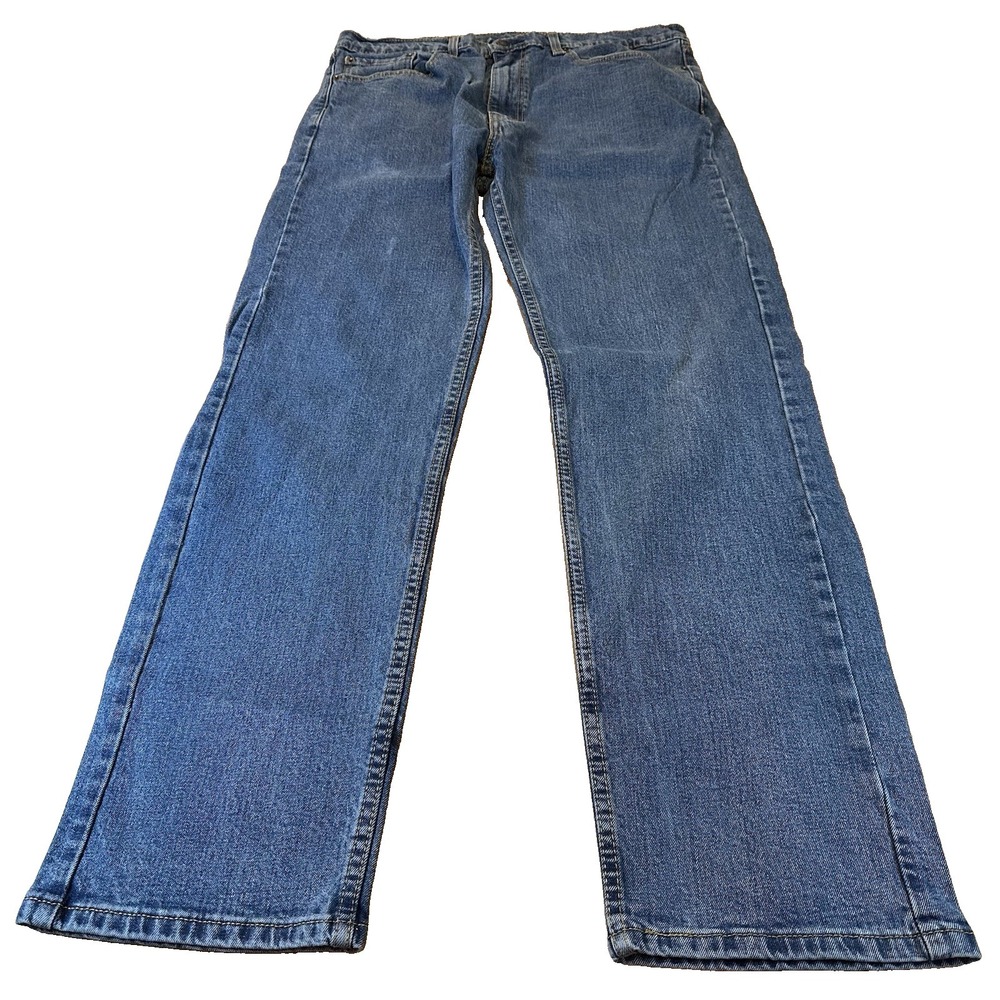 Levis 505 Jeans Mens Blue Regular Straight Stonewash Red Tab Denim Size 35x32